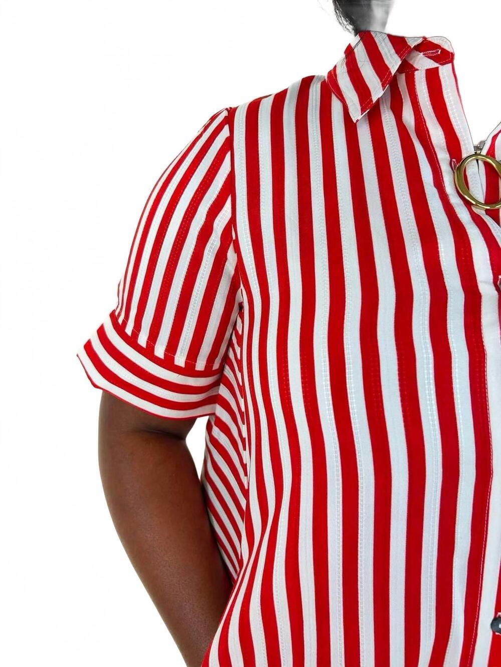 NEW ENTRO everly stripe midi dress in red - Picture 4 of 4